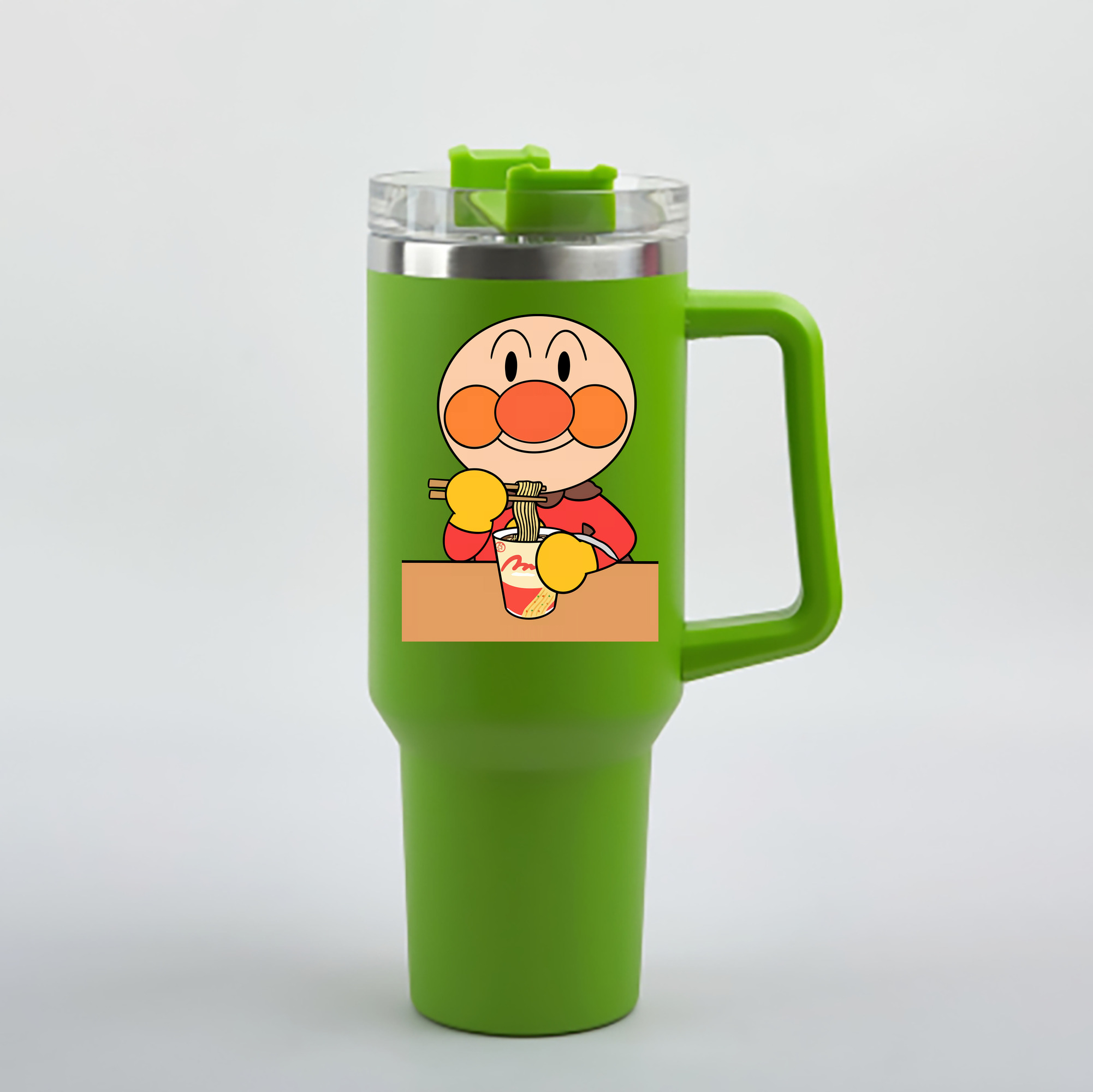 （画像用） アンパンマン Anpanman 1200mL車用タンブラー - クリスタルステッカー（プラスチックストロー付き）